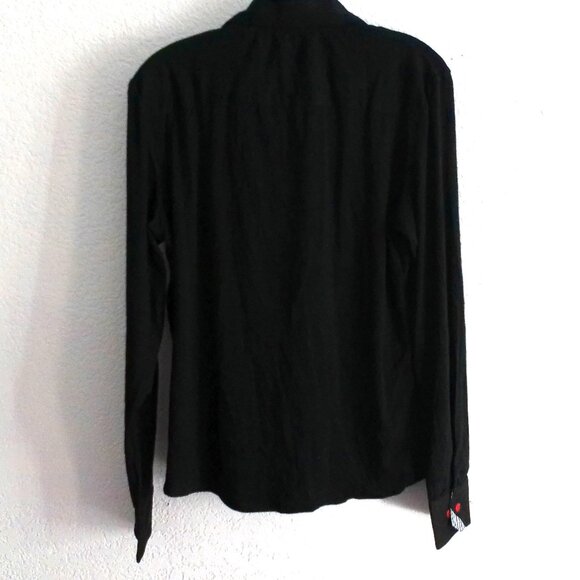 W[d^blju:], men's black button-up long sleeve shirt with blue/white plaid design - Picture 6 of 9